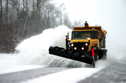snow plow in motion