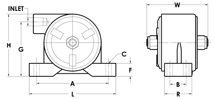 80 psi Force 670 lb 4 Bolt Pattern High Force Output VIBCO VS-250HD Silent Pneumatic Turbine Vibrator 7200 VPM 10.5 CFM
